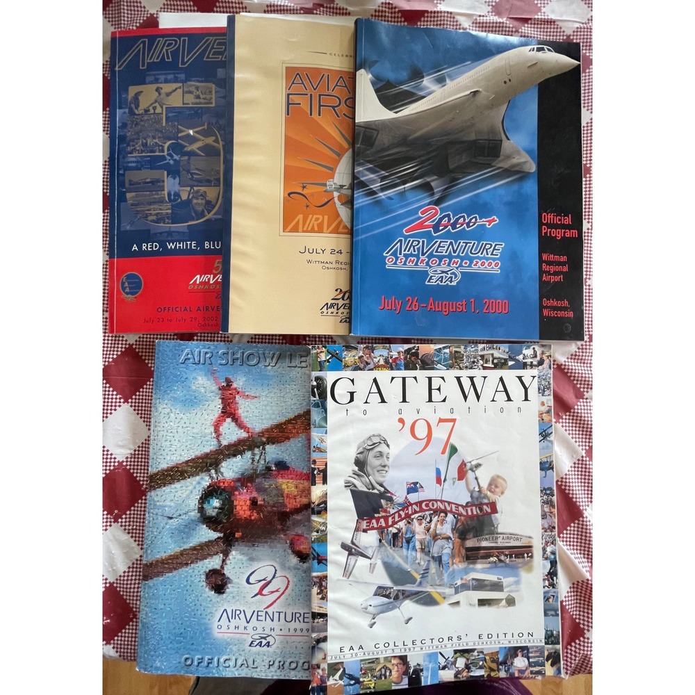 EAA AirVenture Oshkosh Official Program Lot 1997-2002 Aviation History 5 Books